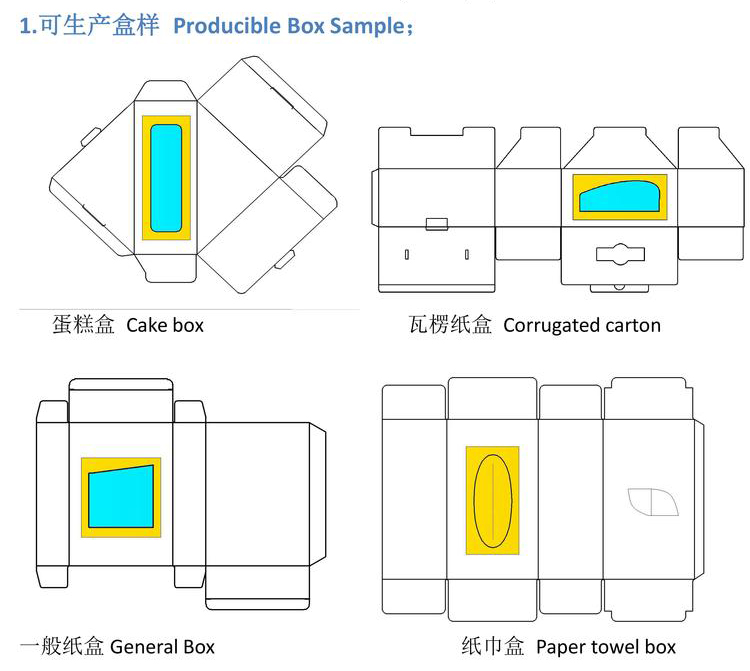 彩盒貼窗機設(shè)備加工樣盒